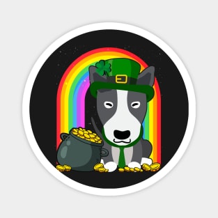 Bull Terrier Rainbow Irish Clover St Patrick Day Dog Gift graphic Magnet